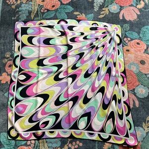 Emilio Pucci 100% Silk Scarf Multicolor Geometric Print Vintage Italy Mod Retro